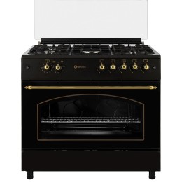 [REACONDICIONADO] SOLTHERMIC® COCINA GAS NEGRA RÚSTICA 90X60 HORNO PANORÁMICO F9L50G2RB