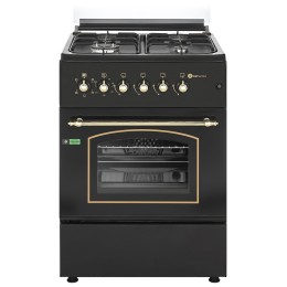 [REACONDICIONADO] SOLTHERMIC® 60X60 FOGÃO A GÁS PRETO RÚSTICO COM FORNO ELÉCTRICO F6S40E5RB