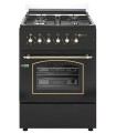 (OUTLET) SOLTHERMIC® COCINA GAS NEGRA RÚSTICA 60X60 CON HORNO ELÉCTRICO F6S40E5RB