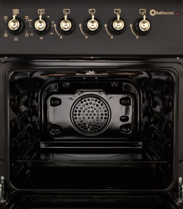 [REACONDICIONADO] SOLTHERMIC® 60X60 FOGÃO A GÁS PRETO RÚSTICO COM FORNO ELÉCTRICO F6S40E5RB