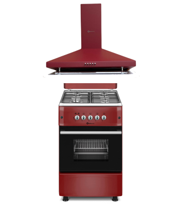 SOLTHERMIC® COMBO PACK ROJO BURDEOS COCINA GAS F5S40G2IR + CAMPANA H60P ROJO BURDEOS