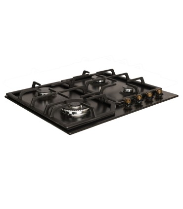 SOLTHERMIC® SA022W PLACA DE FOGÃO A GÁS PRETA COM COMANDOS DOURADOS