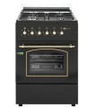 SOLTHERMIC® 60X60 FOGÃO A GÁS PRETO RÚSTICO COM FORNO ELÉCTRICO F6S40E5RB