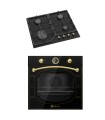 CUISINE RUSTIQUE NOIRE FINITIONS OR : (Plaque de cuisson au gaz + four)