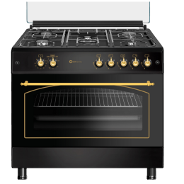 SOLTHERMIC® COCINA F9L50G2RB GAS NEGRA RÚSTICA 90X60 HORNO PANORÁMICO