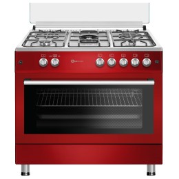 SOLTHERMIC® COCINA F9L50G2RED GAS ROJO BURDEOS ESTILO RETRO 90X60 CON HORNO PANORAMICO