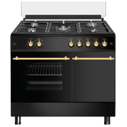 SOLTHERMIC® COCINA F9LT50G2-RB GAS NEGRO RÚSTICO 90X60 PORTABOMBONA