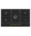 SOLTHERMIC® PLACA GAS 90 BL042 NEGRA RÚSTICA 5 FUEGOS + WOK