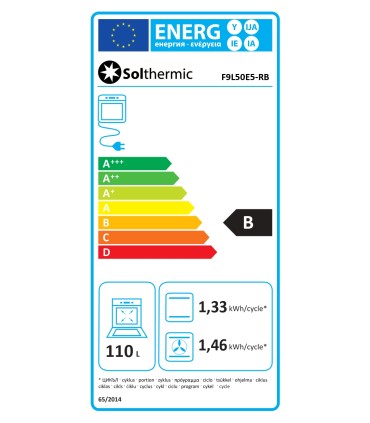 SOLTHERMIC® COCINA F9L50E5RB GAS NEGRA RÚSTICA 90X60 HORNO ELECTRICO PANORAMICO