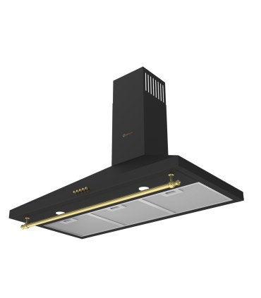 SOLTHERMIC® COMBO PACK COCINA GAS NEGRA RÚSTICA 90X60 HORNO ELECTRICO PANORAMICO + CAMPANA NEGRA RÚSTICA 90