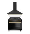 COMBO PACK SOLTHERMIC® COCINA GAS NEGRA RÚSTICA 90X60 HORNO ELECTRICO PANORAMICO + CAMPANA NEGRA RÚSTICA 90