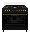 SOLTHERMIC® COCINA GAS NEGRA RÚSTICA 90X60 HORNO ELECTRICO PANORAMICO