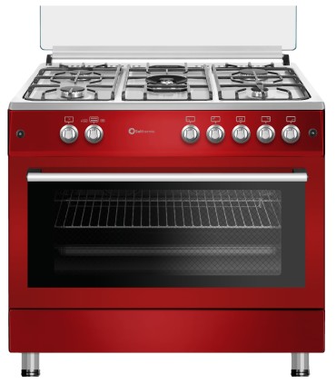 [REACONDICIONADO] SOLTHERMIC® COCINA GAS ROJO BURDEOS ESTILO RETRO 90X60 CON HORNO PANORAMICO F9L50G2