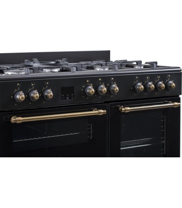 SOLTHERMIC COCINA RANGE COOKER NEGRA RUSTICA 7 FUEGOS + 3 HORNOS ELÉCTRICOS