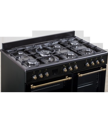 SOLTHERMIC COCINA RANGE COOKER NEGRA RUSTICA 7 FUEGOS + 3 HORNOS ELÉCTRICOS