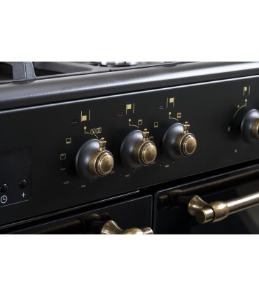 SOLTHERMIC® CUISINIÈRE NOIRE RUSTIQUE 7 BRÛLEURS + 3 FOURS ÉLECTRIQUES