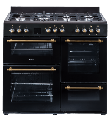 SOLTHERMIC® CUISINIÈRE NOIRE RUSTIQUE 7 BRÛLEURS + 3 FOURS ÉLECTRIQUES
