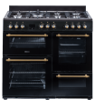 SOLTHERMIC® CUISINIÈRE NOIRE RUSTIQUE 7 BRÛLEURS + 3 FOURS ÉLECTRIQUES