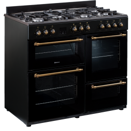 SOLTHERMIC® COCINA RANGE COOKER NEGRA RUSTICA 7 FUEGOS + 3 HORNOS ELÉCTRICOS