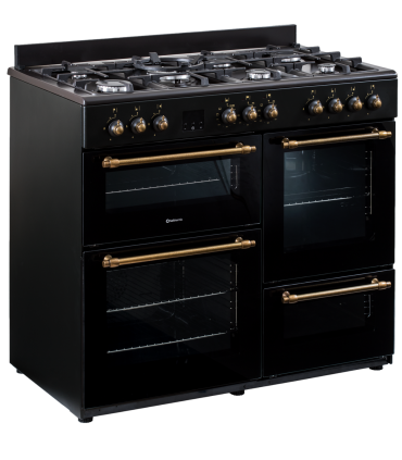 SOLTHERMIC® CUISINIÈRE NOIRE RUSTIQUE 7 BRÛLEURS + 3 FOURS ÉLECTRIQUES