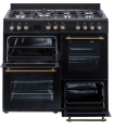 SOLTHERMIC COCINA RANGE COOKER NEGRA RUSTICA 7 FUEGOS + 3 HORNOS ELÉCTRICOS