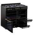 SOLTHERMIC COCINA RANGE COOKER NEGRA RUSTICA 7 FUEGOS + 3 HORNOS ELÉCTRICOS