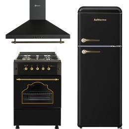 SOLTHERMIC® COMBO PACK FOGÃO A GÁS F5S40G2RB + EXAUSTOR 60 + FRIGORÍFICO RETRO 1,47 F2PR147N