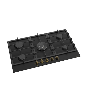 SOLTHERMIC® COMBO PACK FOGÃO A GÁS 90 BL042 PRETO RÚSTICO 5 QUEIMADORES COM WOK + FRIGO-COMBI RETRO 1,88 PRETO