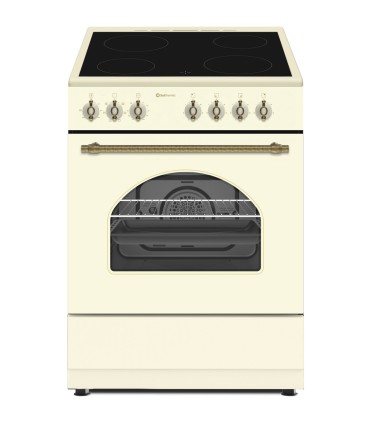 SOLTHERMIC® COCINA 60X60 VTC VITRO CREMA + CAMPANA DE 60 CREMA RÚSTICA + FRIGO RETRO 1,47 CREMA