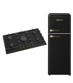 SOLTHERMIC® PLACA GAS BL032 NEGRA RUSTICA DE 70 + FRIGO RETRO 1,47 NEGRO