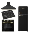 SOLTHERMIC® COMBO PACK FOGÃO A GÁS SA022W PRETO + FORNO ELÉCTRICO PRETO + EXAUSTOR 60 PRETO + FRIGORÍFICO RETRO 1,47 PRETO