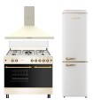 SOLTHERMIC® COCINA GAS CREMA RÚSTICA 90X60 PORTABOMBONA F9LT50G2-C + CAMPANA DE 90 CREMA + FRIGO-COMBI RETRO 1,88 CREMA