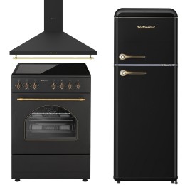 SOLTHERMIC® PACOTE COMBINADO COZINHA VTC PRETO RÚSTICO 60X60 + EXAUSTOR 60 PRETO RÚSTICO + FRIGORÍFICO RETRO 1,47 PRETO
