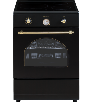 SOLTHERMIC® COMBO PACK COCINA 60X60 VTI60 NEGRA INDUCCION + CAMPANA DE 60 NEGRA RÚSTICA + FRIGO-COMBI RETRO 1,88 FCR188N NEGRO