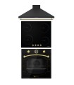 SOLTHERMIC® PLACA VITRO PVTC60 4 FUEGOS RUSTICA + CAMPANA DE 60 NEGRA + HORNO ELÉCTRICO QR GAP NEGRO RÚSTICO