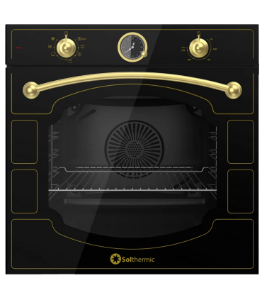 SOLTHERMIC® COMBO PACK PLACA VITRO PVTC60 4 FUEGOS RUSTICA + CAMPANA DE 60 NEGRA + HORNO ELÉCTRICO QR GAP NEGRO RÚSTICO