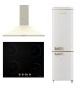SOLTHERMIC® COMBO PACK PLACA VITRO PVTC60 4 FUEGOS RUSTICA + CAMPANA 60 CREMA + FRIGO-COMBI RETRO 1,88 FCR188C CREMA