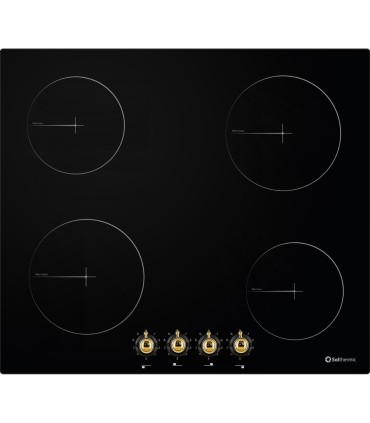 SOLTHERMIC® PLACA VITRO PVTC60 4 FUEGOS RUSTICA + CAMPANA DE 60 CREMA + SOLTHERMIC® FRIGO-COMBI RETRO 1,88 FCR188N NEGRO