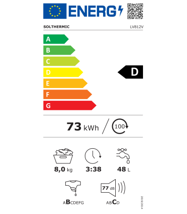 SOLTHERMIC® LAVADORA 8KG 1200RPM D LV812V