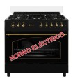 SOLTHERMIC® FOGÃO A GÁS PRETO RÚSTICO 90X60 FORNO PANORÂMICO ELÉCTRICO