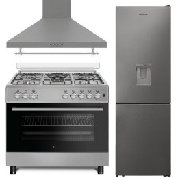 SOLTHERMIC® COMBO PACK COCINA F9L50E5I INOX HORNO ELECTRICO + CAMPANA 90 INOX + FRIGO-COMBI 1,85 INOX NO FROST CON DISPENSADOR