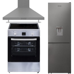 SOLTHERMIC® COMBO PACK CUISINIÈRE 60X60 VTI60 INOX INDUCTION + HOTTE 60 INOX + FRIGO-COMBI 2,00 INOX NO FROST AVEC DISTRIBUTEUR