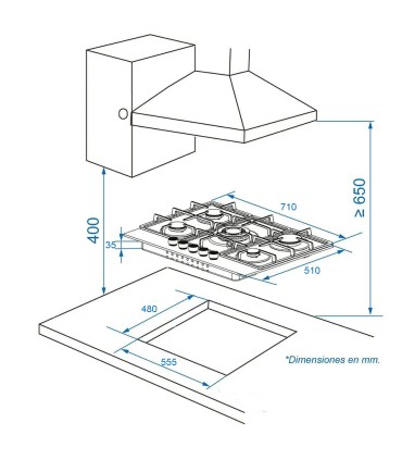 SOLTHERMIC® BL032 BLACK RUSTIC 70" GAS PLATE