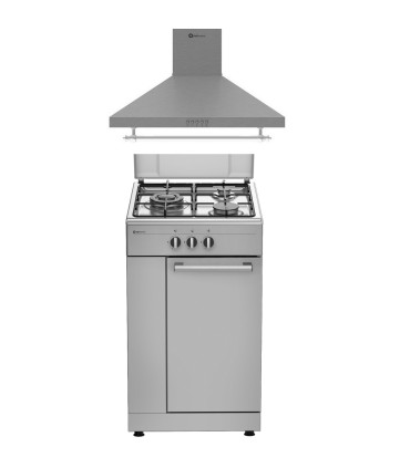 SOLTHERMIC® COMBO PACK COZINHA PACK AÇO INOX FOGÃO A GÁS FOGÃO 50X50 + EXAUSTOR DECORATIVO H60P-INOX