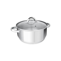 POT EN ACIER INOXYDABLE AVEC COUVERCLE EN VERRE 18/10 24cm