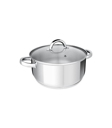 POT EN ACIER INOXYDABLE AVEC COUVERCLE EN VERRE 18/10 24cm