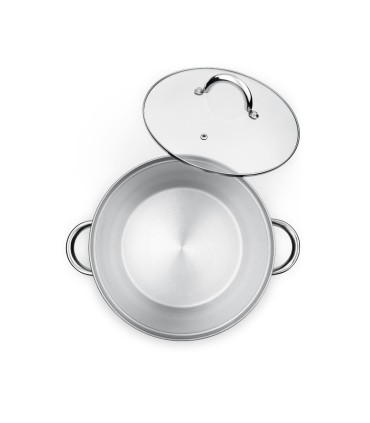 POT EN ACIER INOXYDABLE AVEC COUVERCLE EN VERRE 18/10 24cm