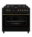 SOLTHERMIC® FOGÃO A GÁS PRETO RÚSTICO 90X60 FORNO PANORÂMICO F9L50G2RB