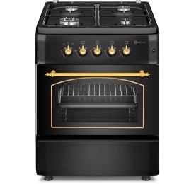 SOLTHERMIC® F6S40G2RB CUISINIÈRE À GAZ NOIR RUSTIQUE 60X60