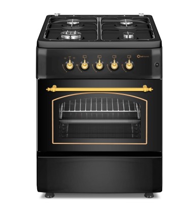 SOLTHERMIC® F6S40G2RB CUISINIÈRE À GAZ NOIR RUSTIQUE 60X60